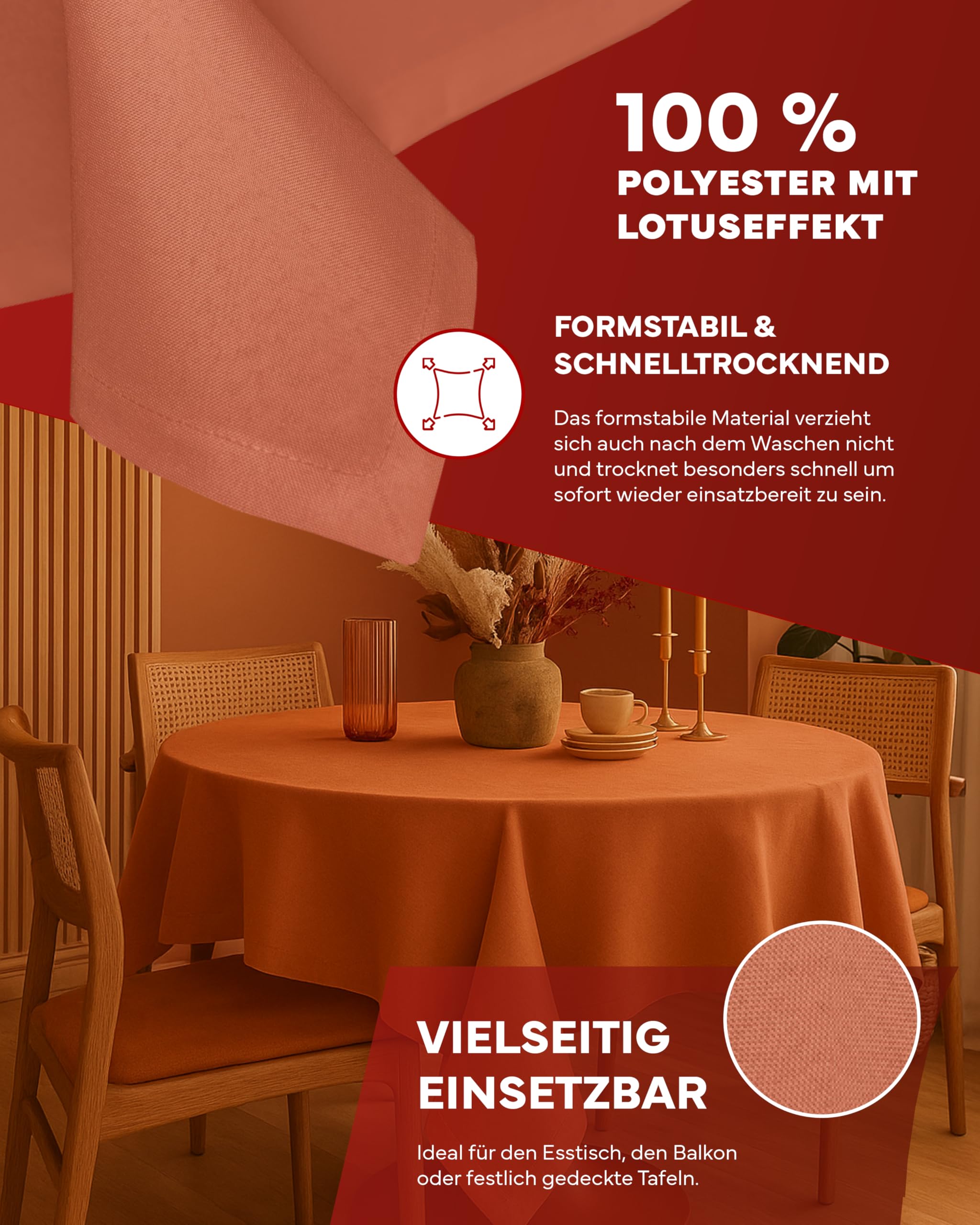 TEXPOT Gartentischdecken nappe 110x140 terre cuite lin