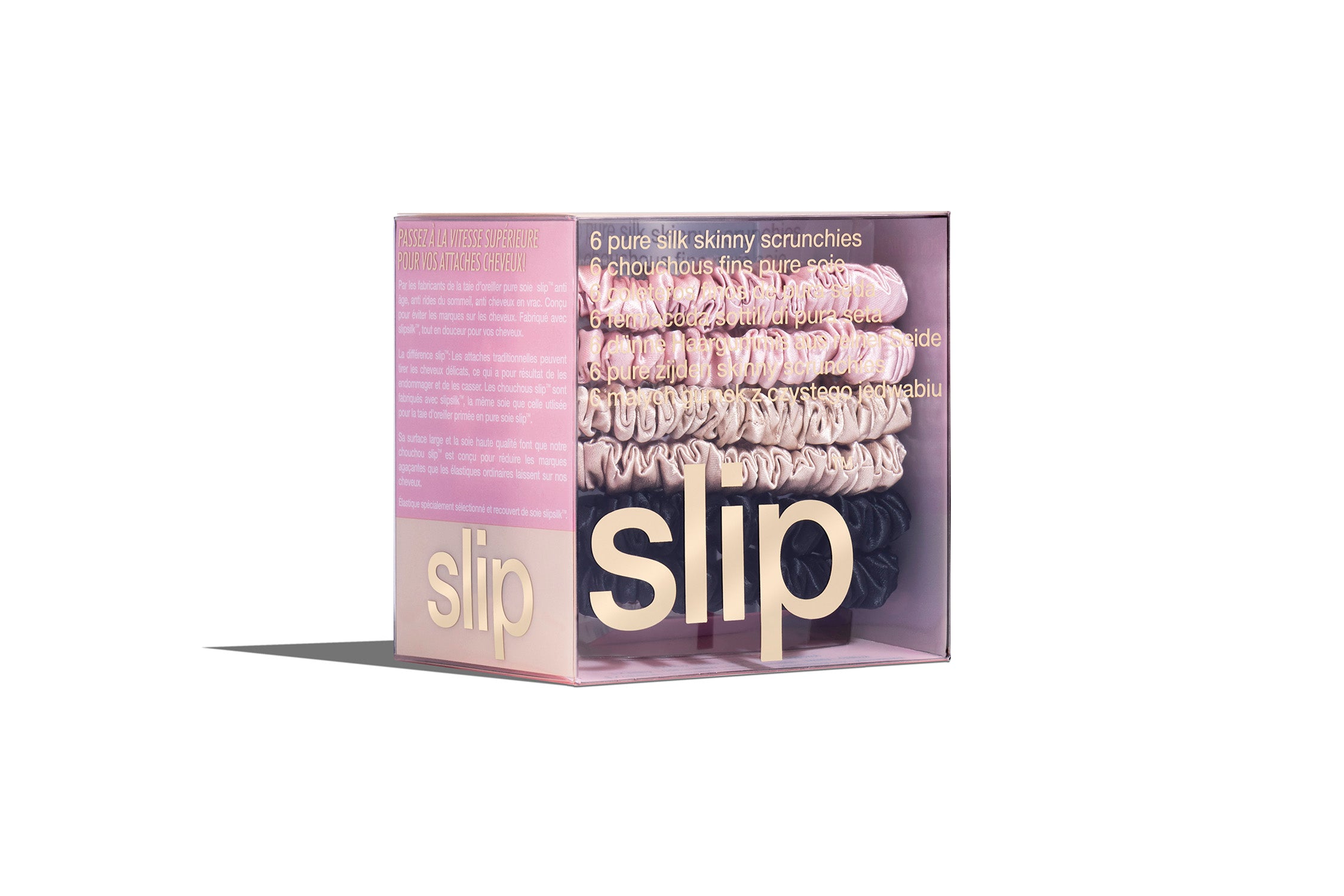 Slip Skinny Scrunchies chouchous soie multi rose noir x6