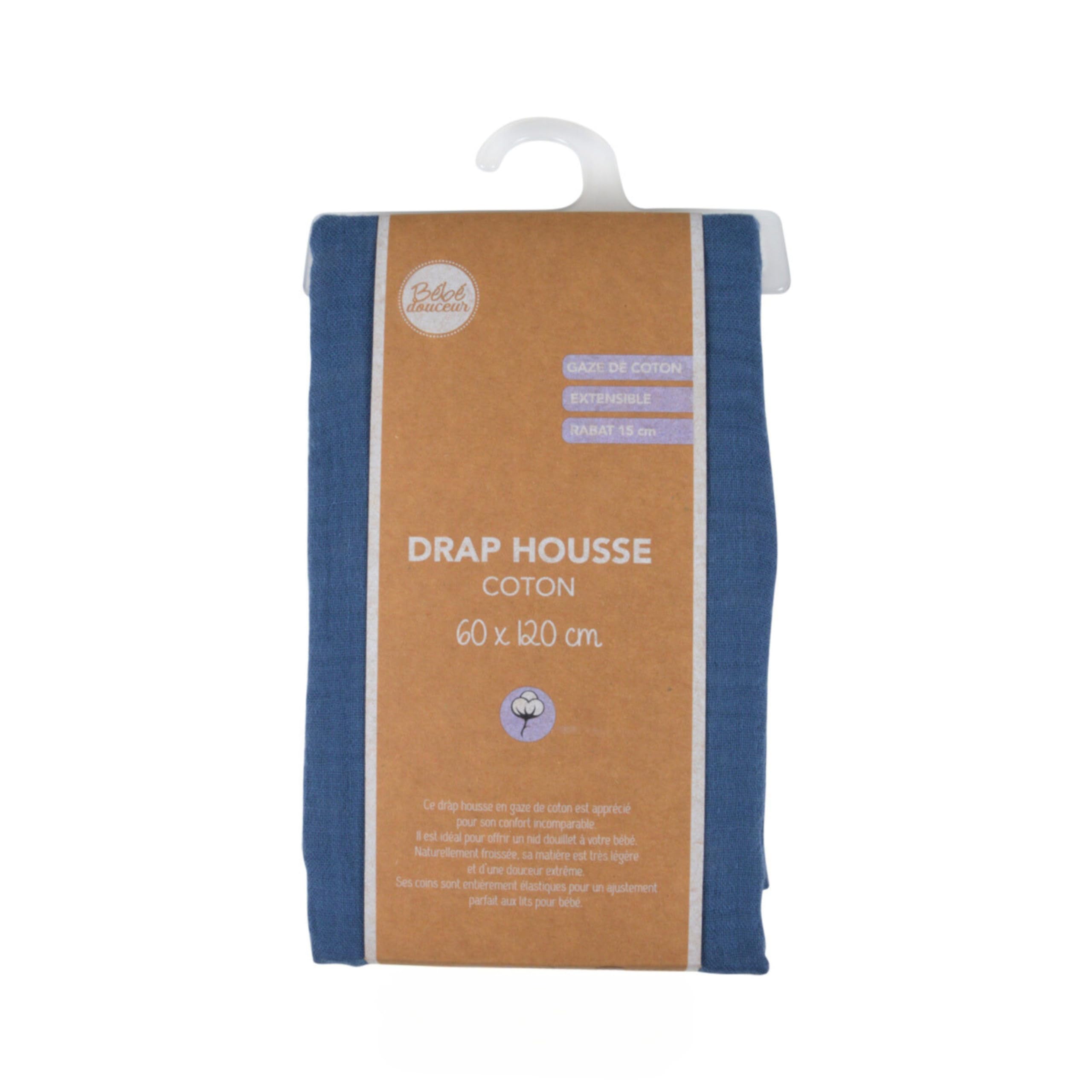 Promo Linge Draps Housse drap-housse bébé 60x120cm bleu coton
