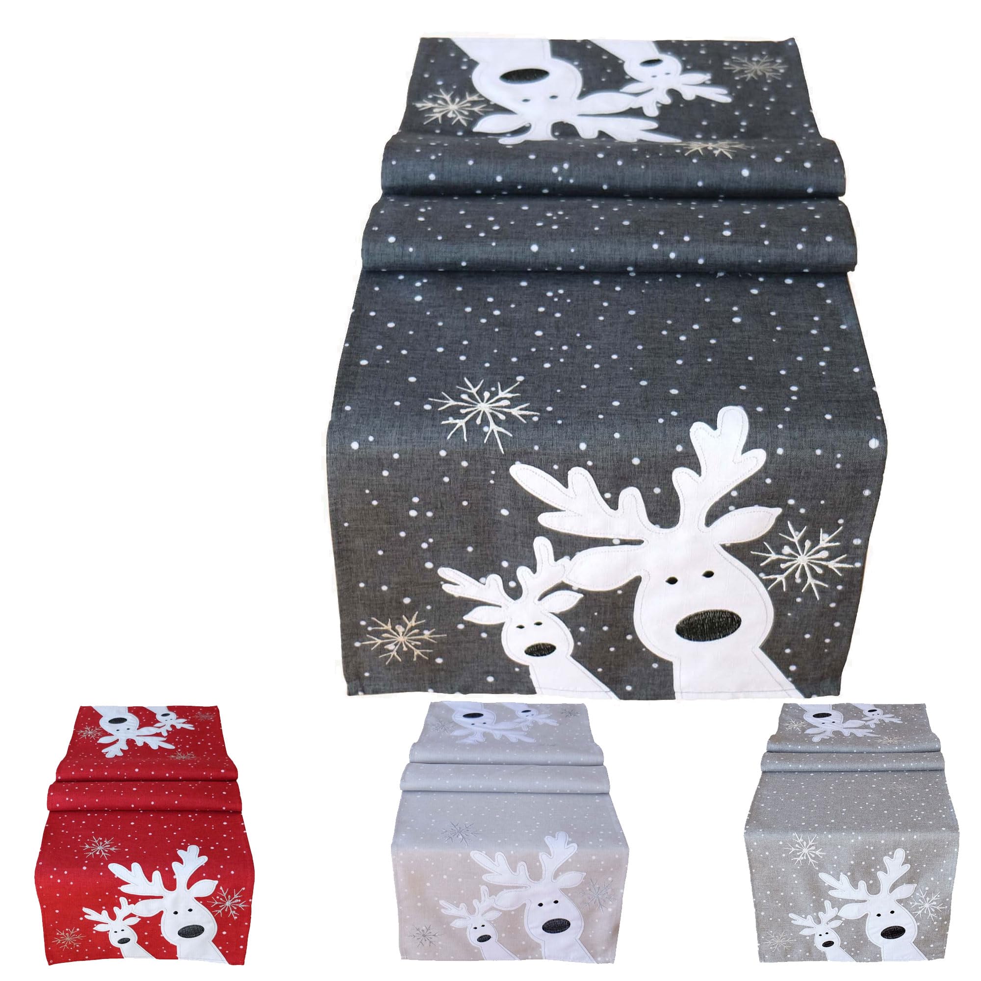 TEXPOT Tischläufer chemin de table gris clair 40x140cm Noël