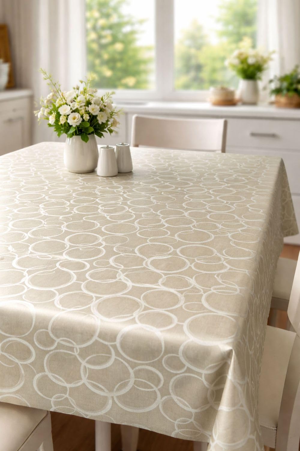 TEXPOT Tischdecken nappe 180x140 blanche damas anti-taches