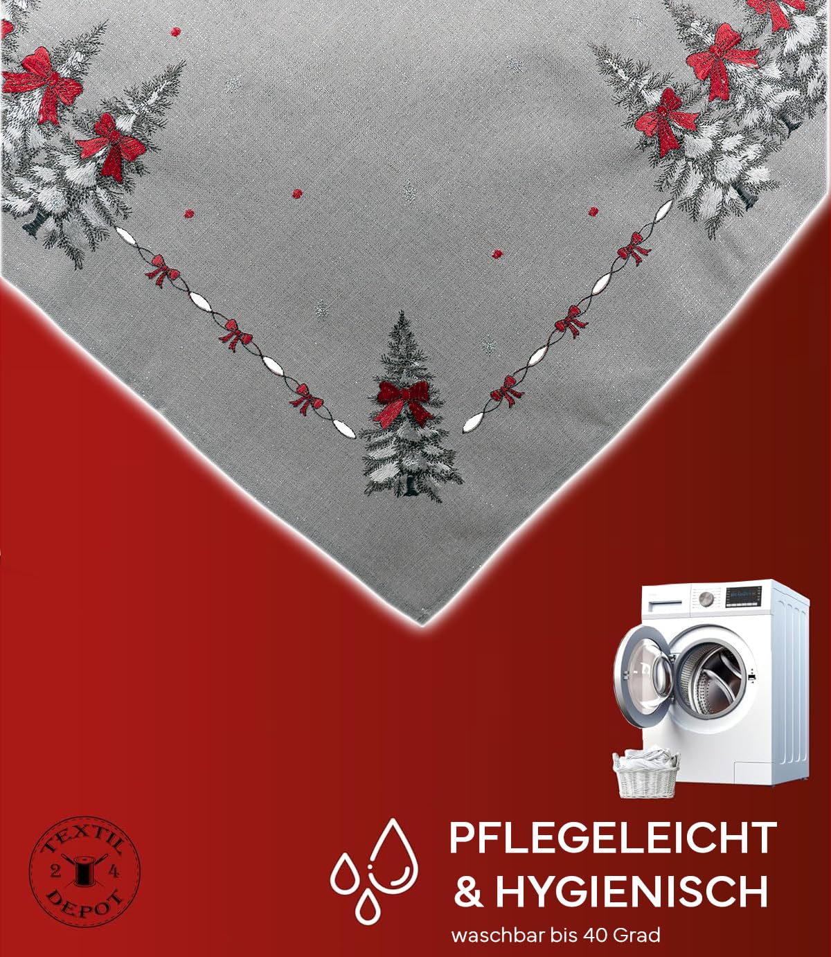 TEXPOT Tischläufer arbre chemin table 140x40 cm gris Noël