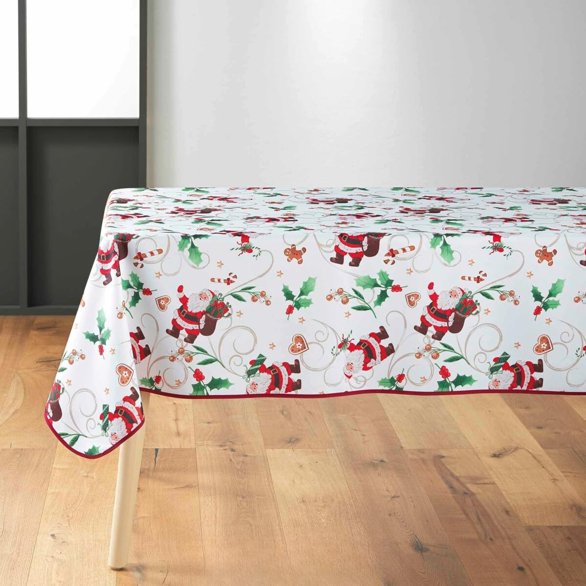 Promo Linge Nappe de Noël 150x240 Père Noël Blanc