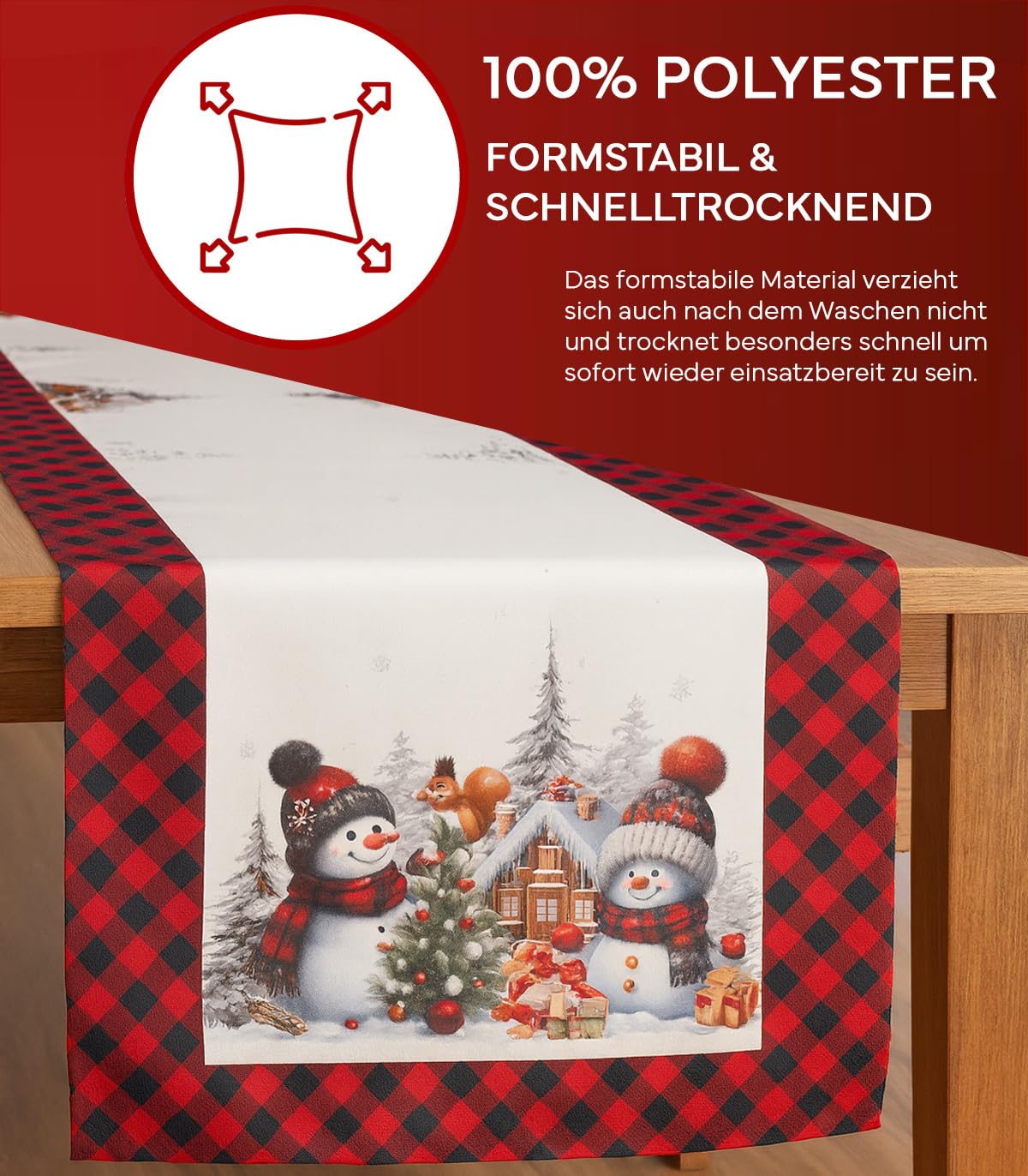 Texpot Tischläufer bonhommes de neige chemin de table 90x40 cm