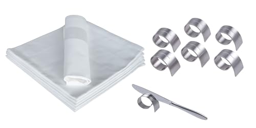 TEXPOT Servietten serviettes coton 40x40 cm blanc lot 6