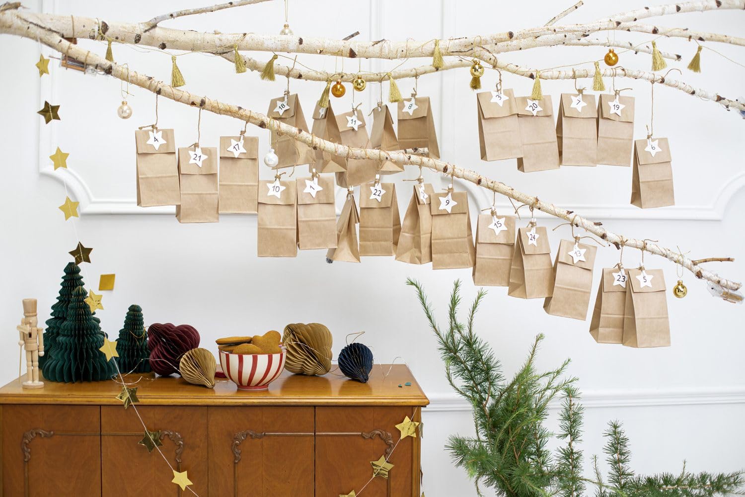 TEXPOT Deko calendrier de l'Avent 24 sachets marron kraft
