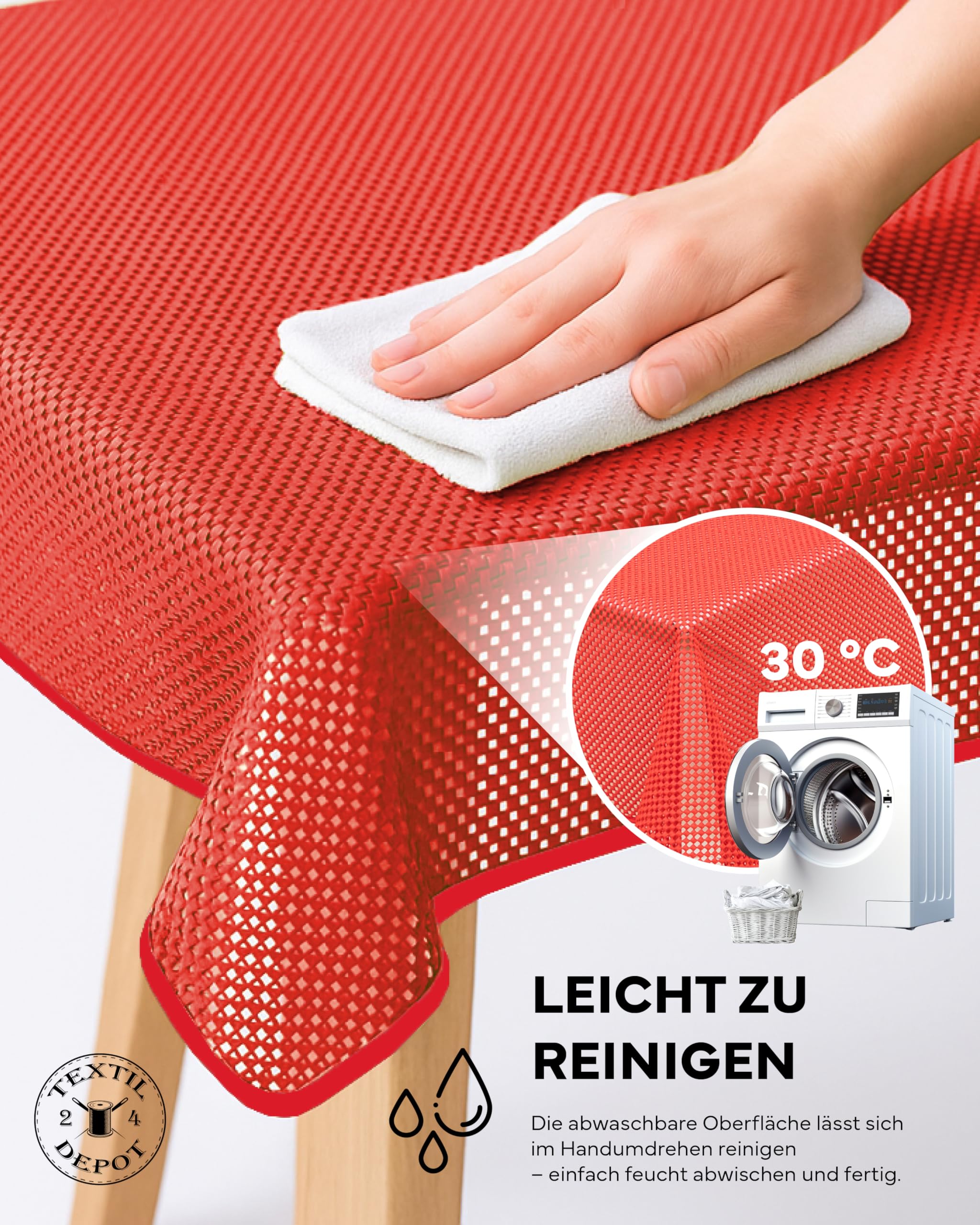 TEXPOT Gartentischdecken nappe ronde rouge à carreaux PVC