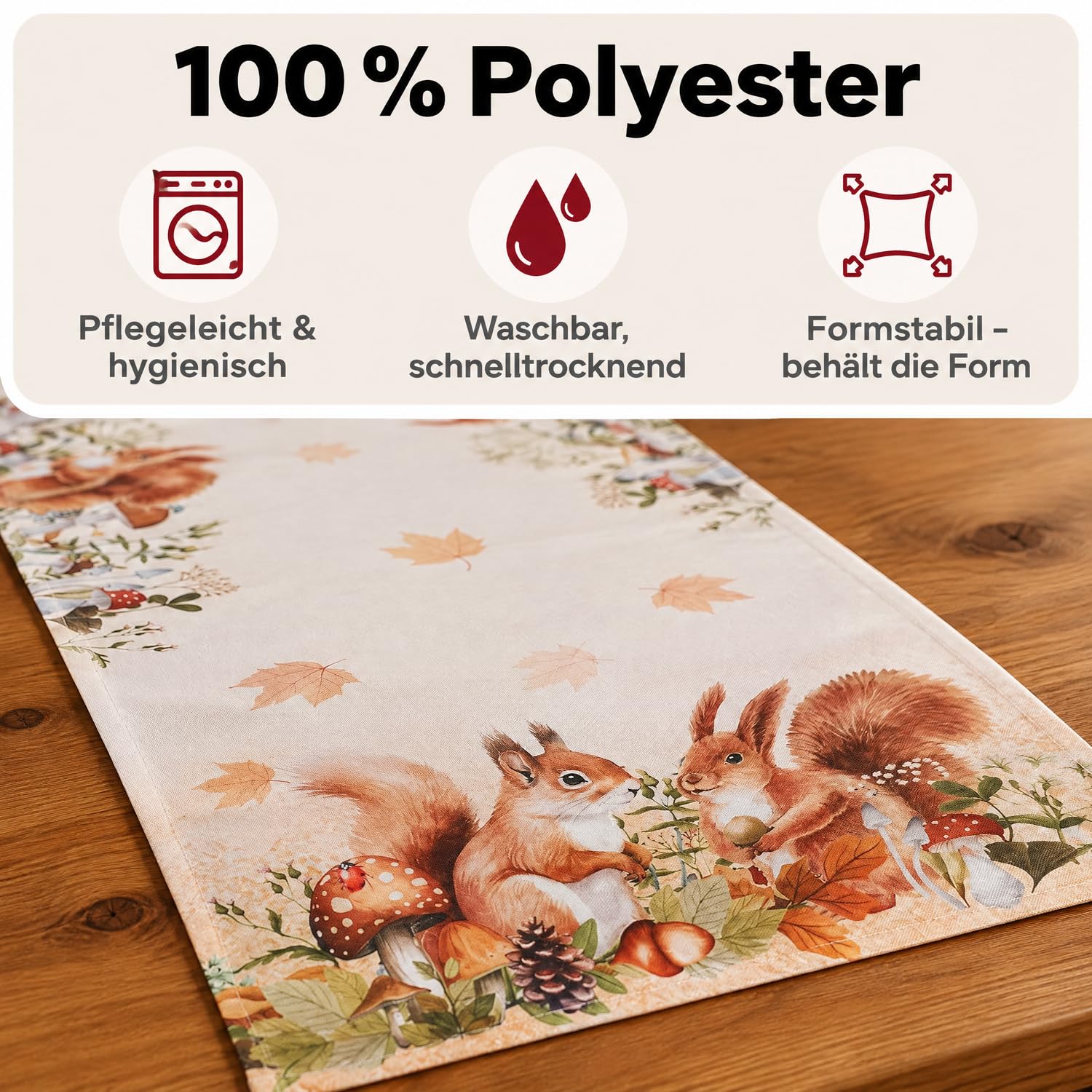 Texpot Tischläufer Chemin de Table 40x90 Écureuil Automne