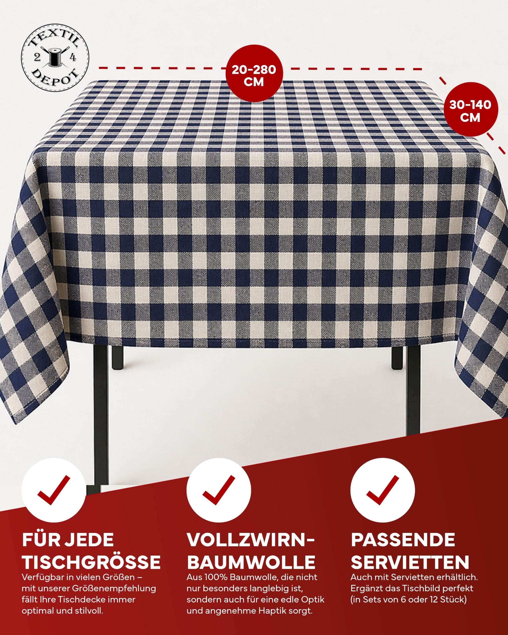 Texpot Servietten serviettes coton bleues 60x60 lot 6