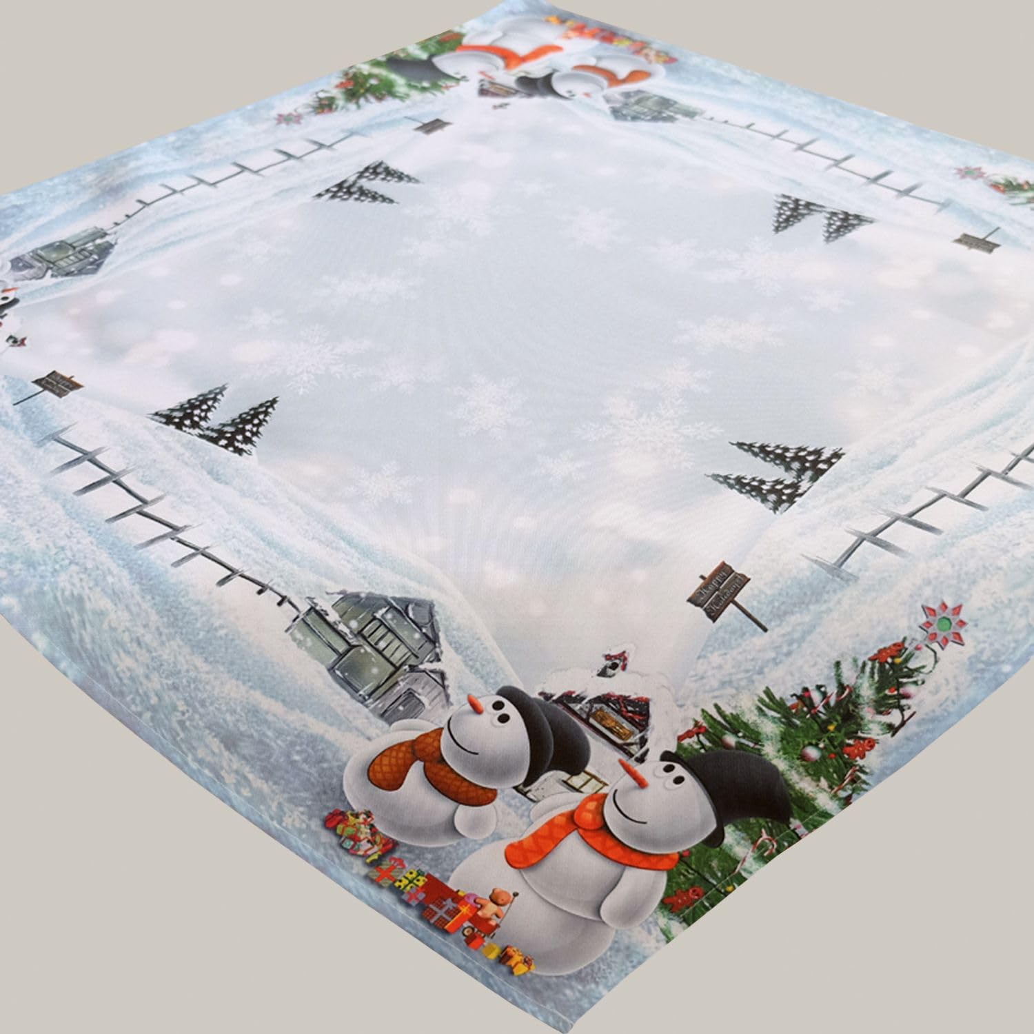 Texpot Tischdecken Nappe Noël 150x150 Ronde Bonhomme Neige