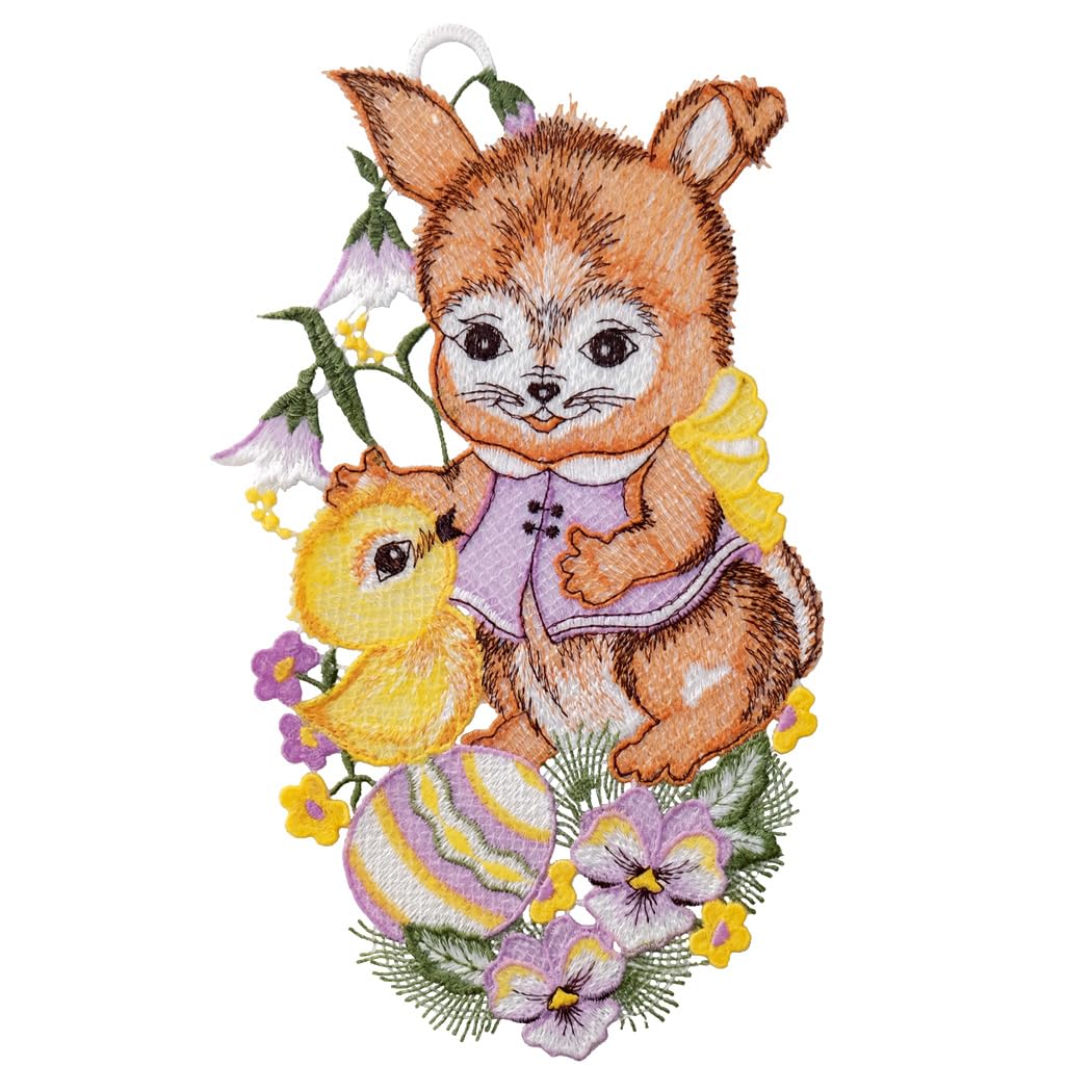Texpot Deko image fenêtre lapin Pâques papillons 15x27 cm