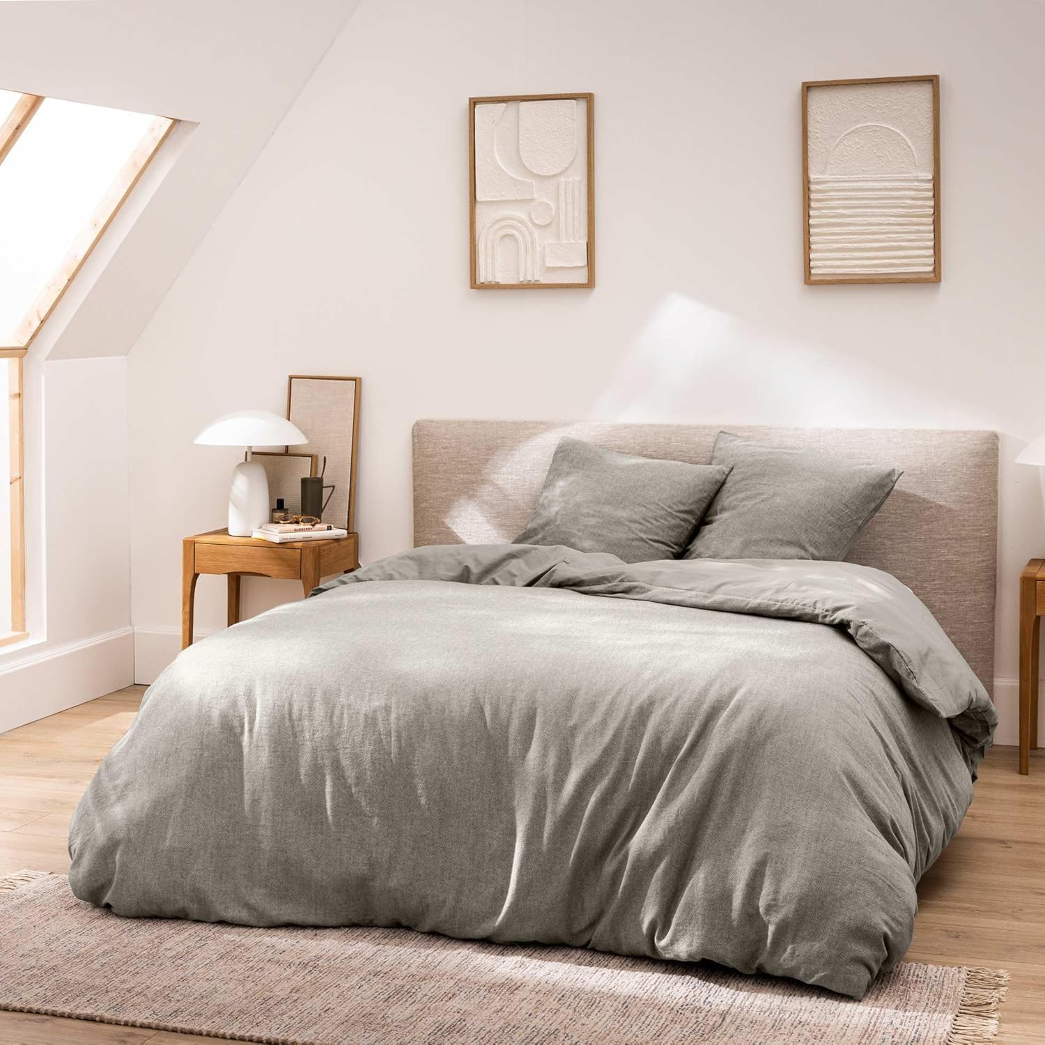 Promo Linge Meline Parure Lit Coton Anthracite 240x220