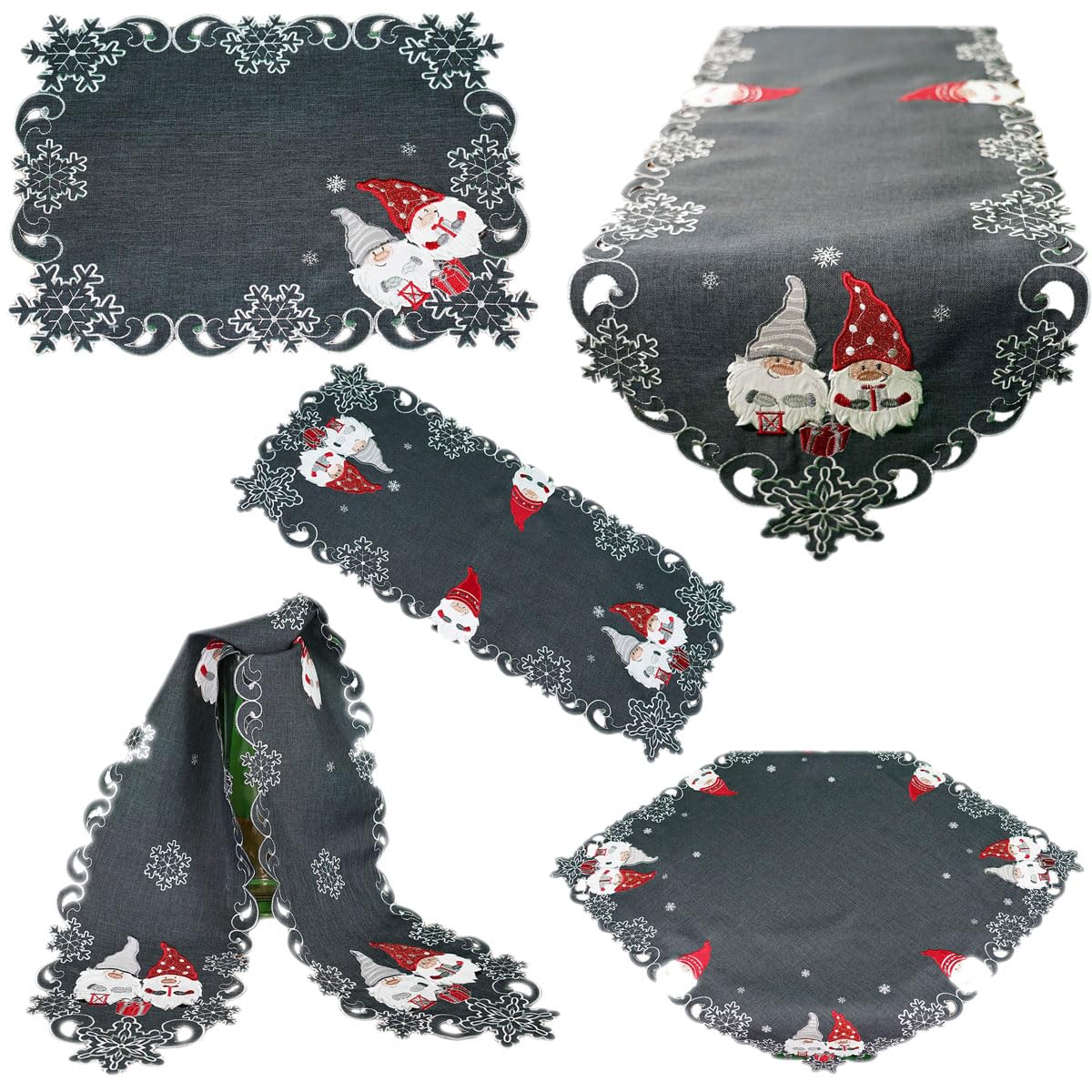 Texpot Tischläufer chemin de table 160x25 cm lutin gris foncé