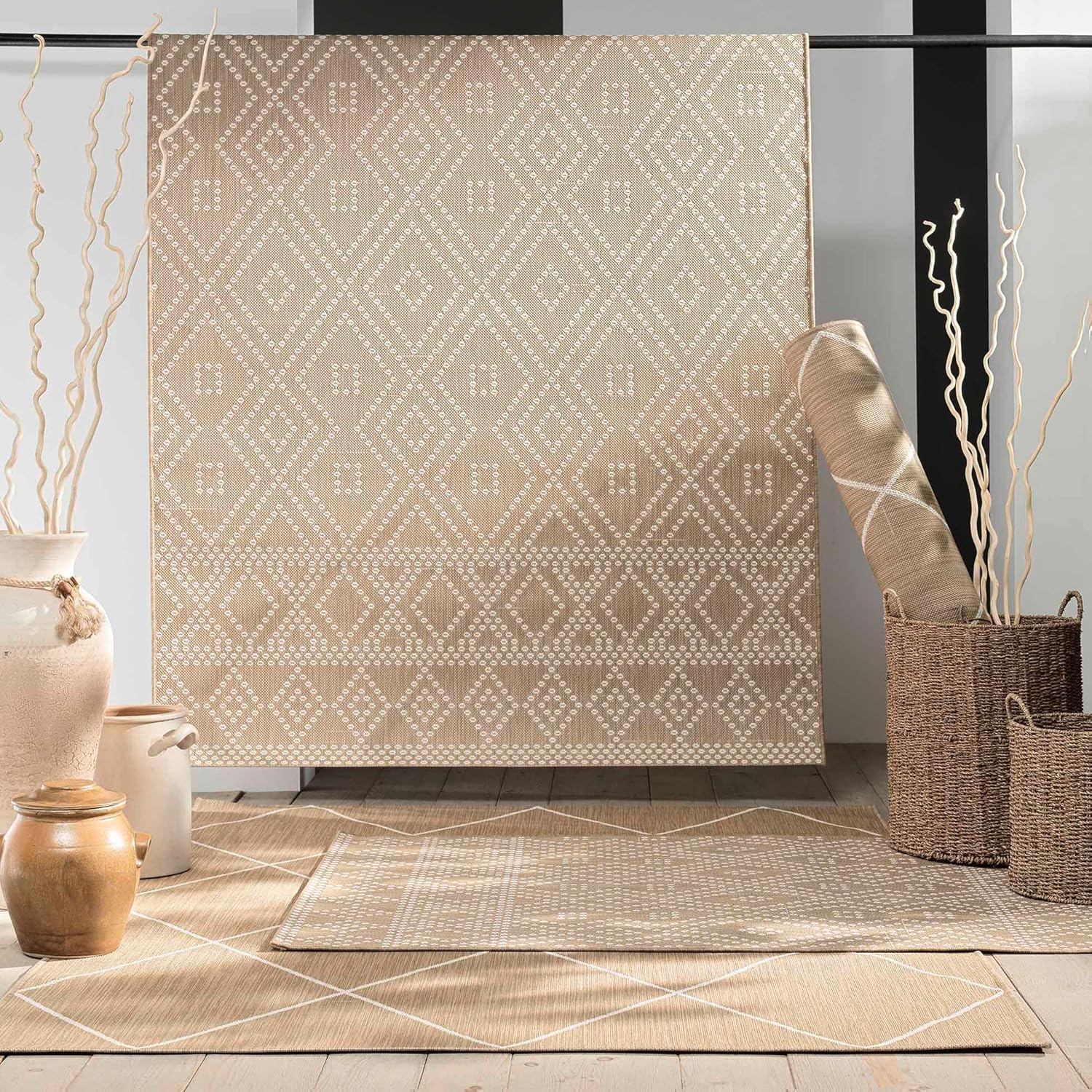 Promo Linge Tania Tapis Rectangle 120x170 cm Tissé Plat