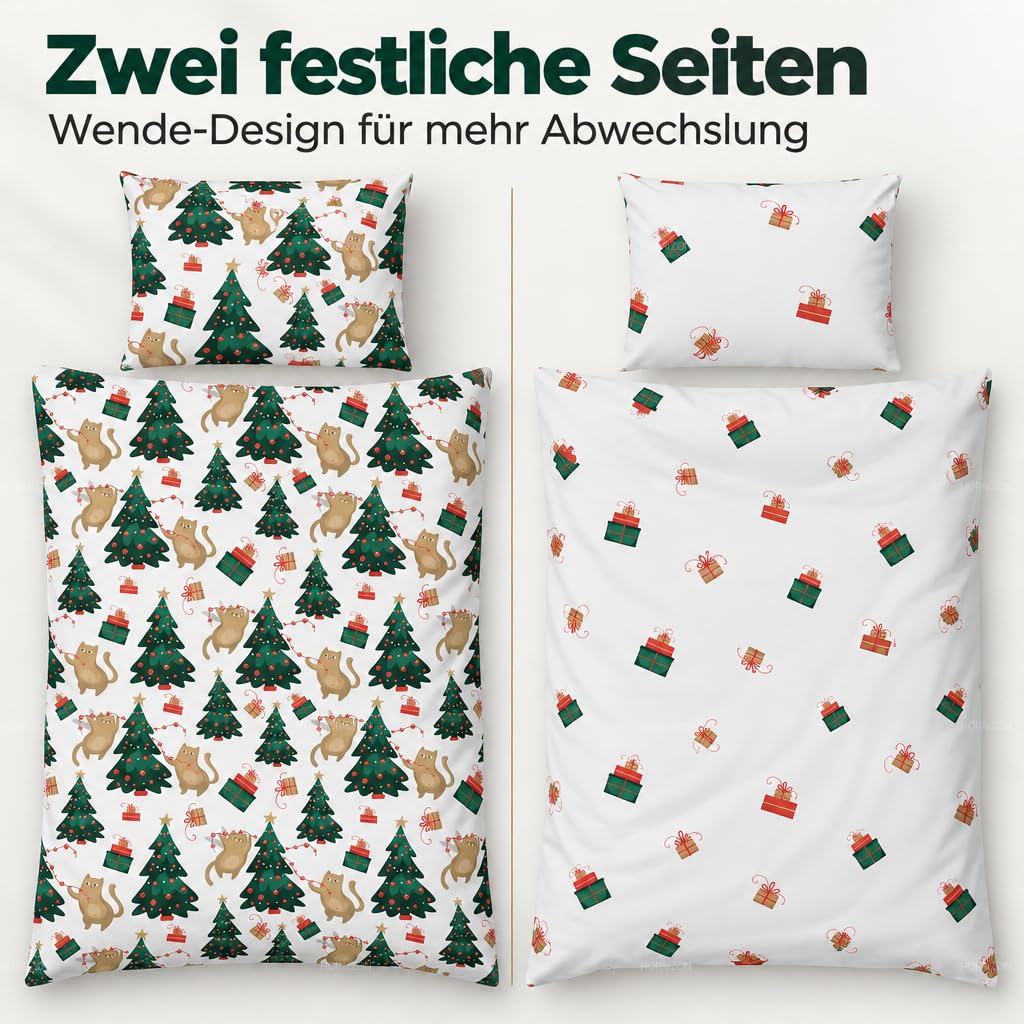 TEXPOT Bettwäsche housse de couette 140x200 microfibre Noël