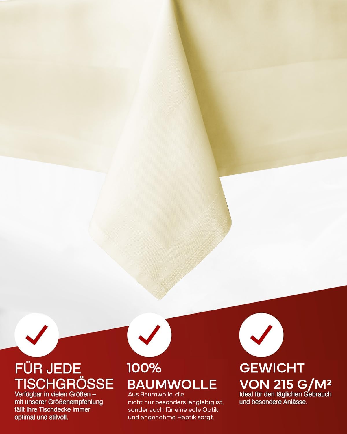 Texpot Tischdecken Nappe 80x80 cm Champagne Coton