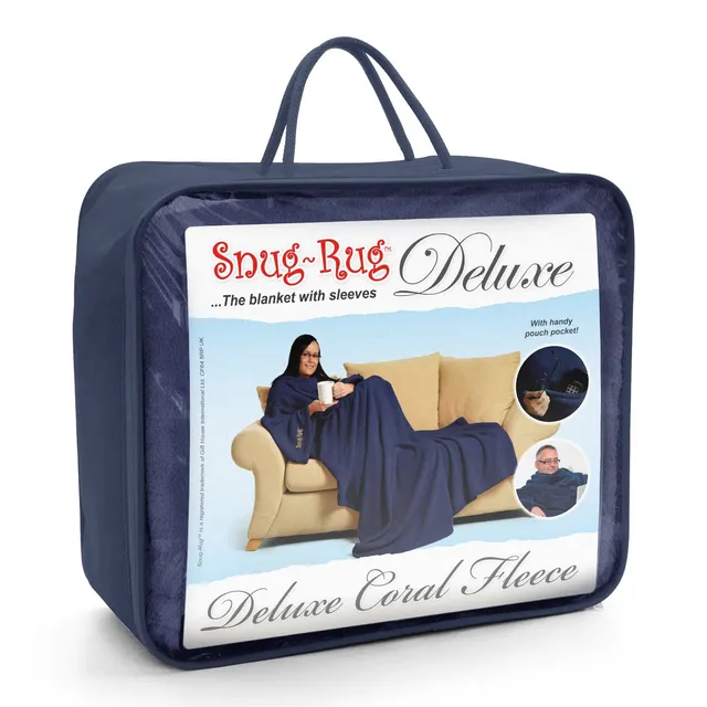 Snug Snug-Rug Deluxe Blanket plaid à manches bleu 152x214 polaire