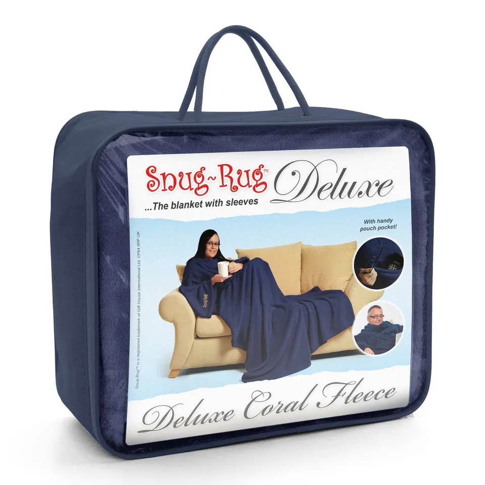 Snug Snug-Rug Deluxe Blanket plaid à manches bleu 152x214 polaire