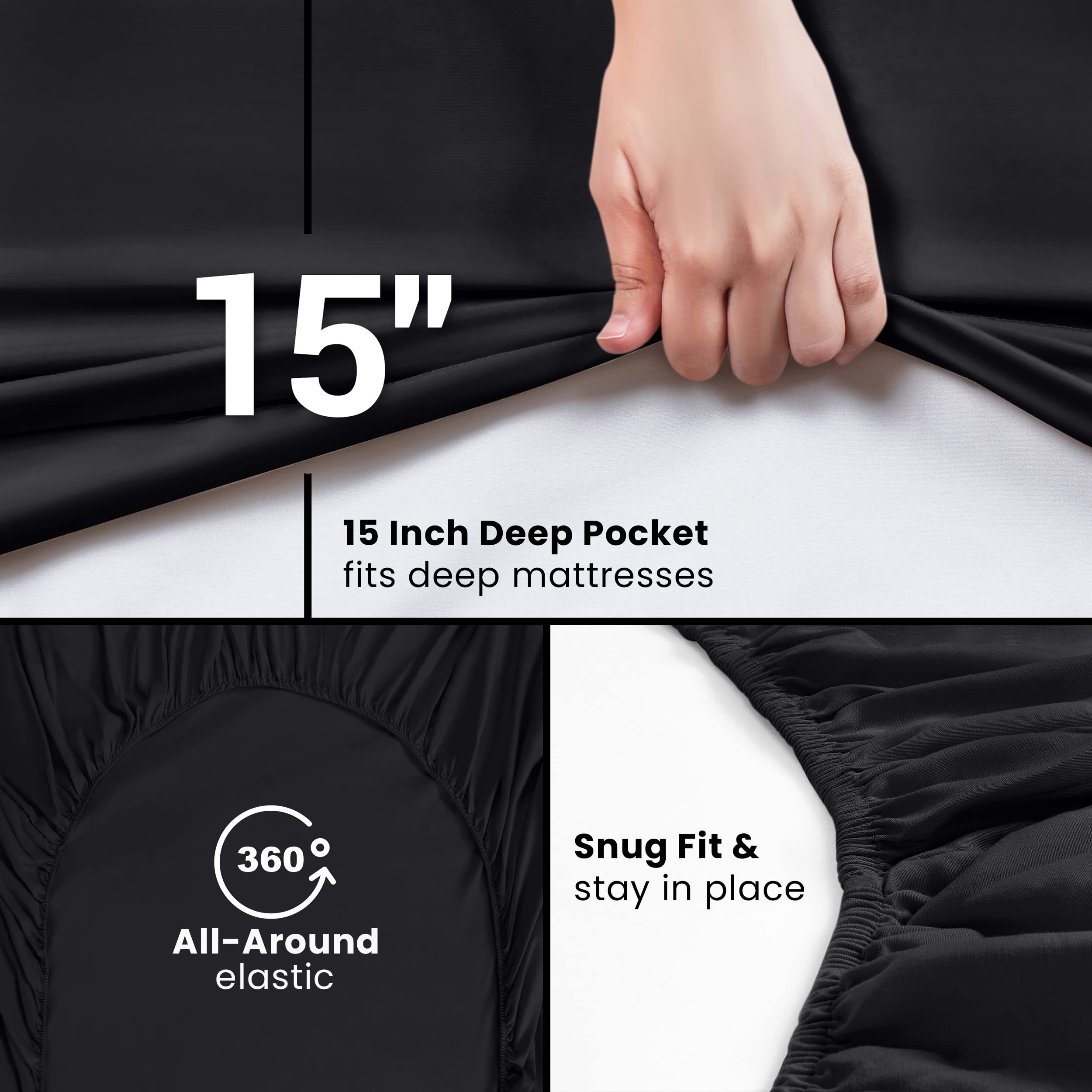 Utopia Bedding Bed Sheets Drap-housse Queen blanc lot 2