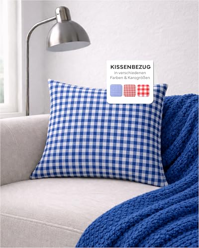 TEXPOT Kissenhüllen housse coussin 40x40 cm carreaux bleus coton