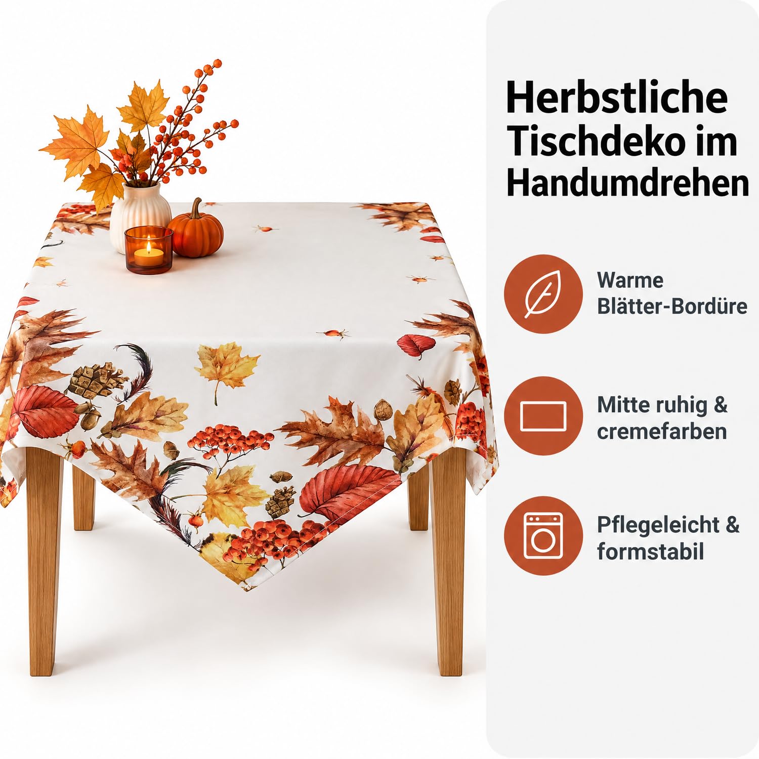 Texpot Tischdecken nappe ronde feuilles 130 cm