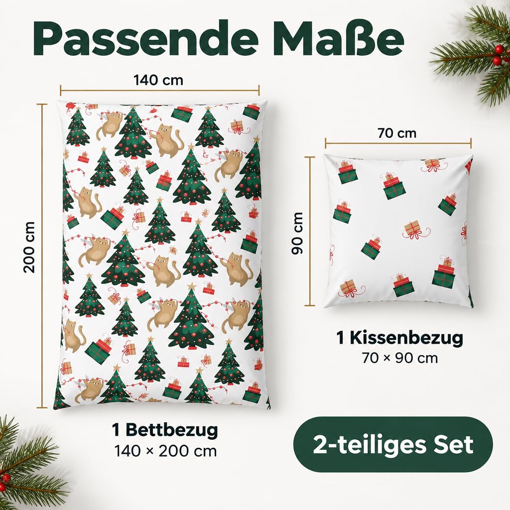 TEXPOT Bettwäsche housse de couette 140x200 microfibre Noël