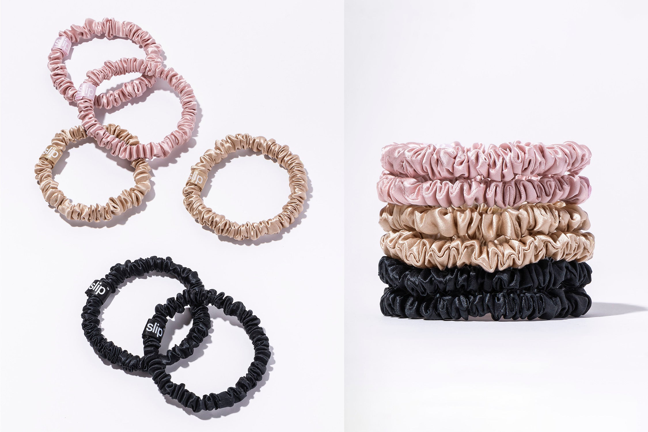 Slip Skinny Scrunchies chouchous soie multi rose noir x6