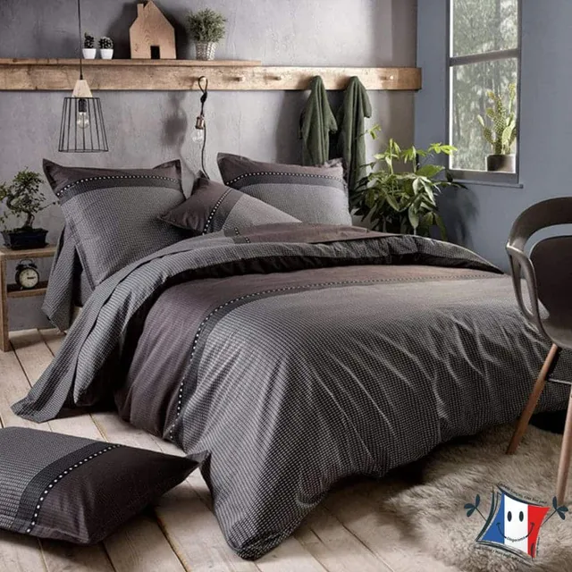 Tradilinge Enzo Drap plat Satin coton Noir 240x310