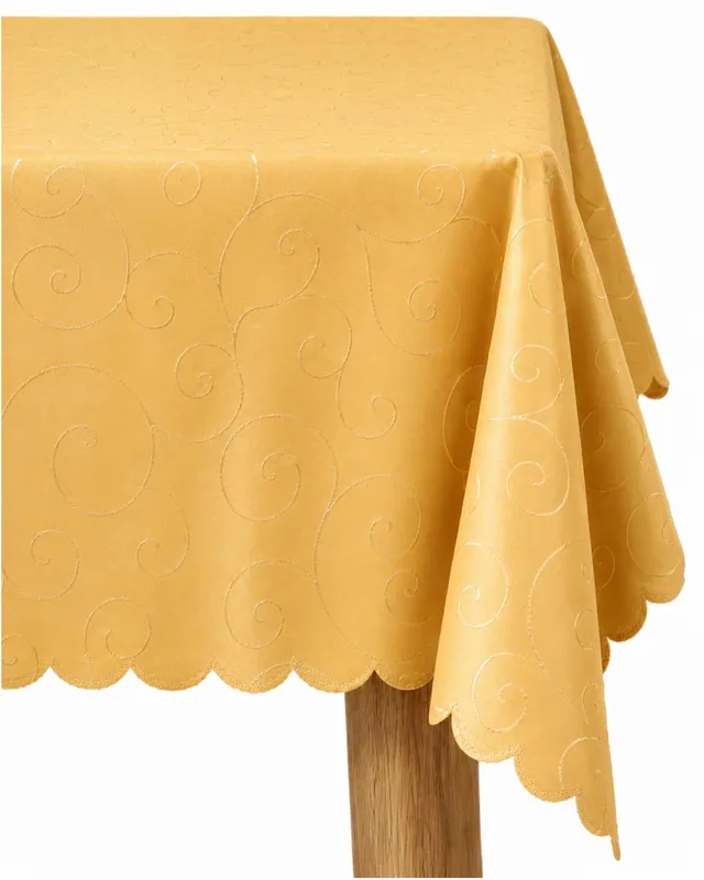 TEXPOT Ornament nappe ovale jaune 135x180 cm infroissable