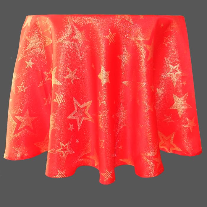 TEXPOT Tischdecken nappe ronde 160x130 rouge étoiles