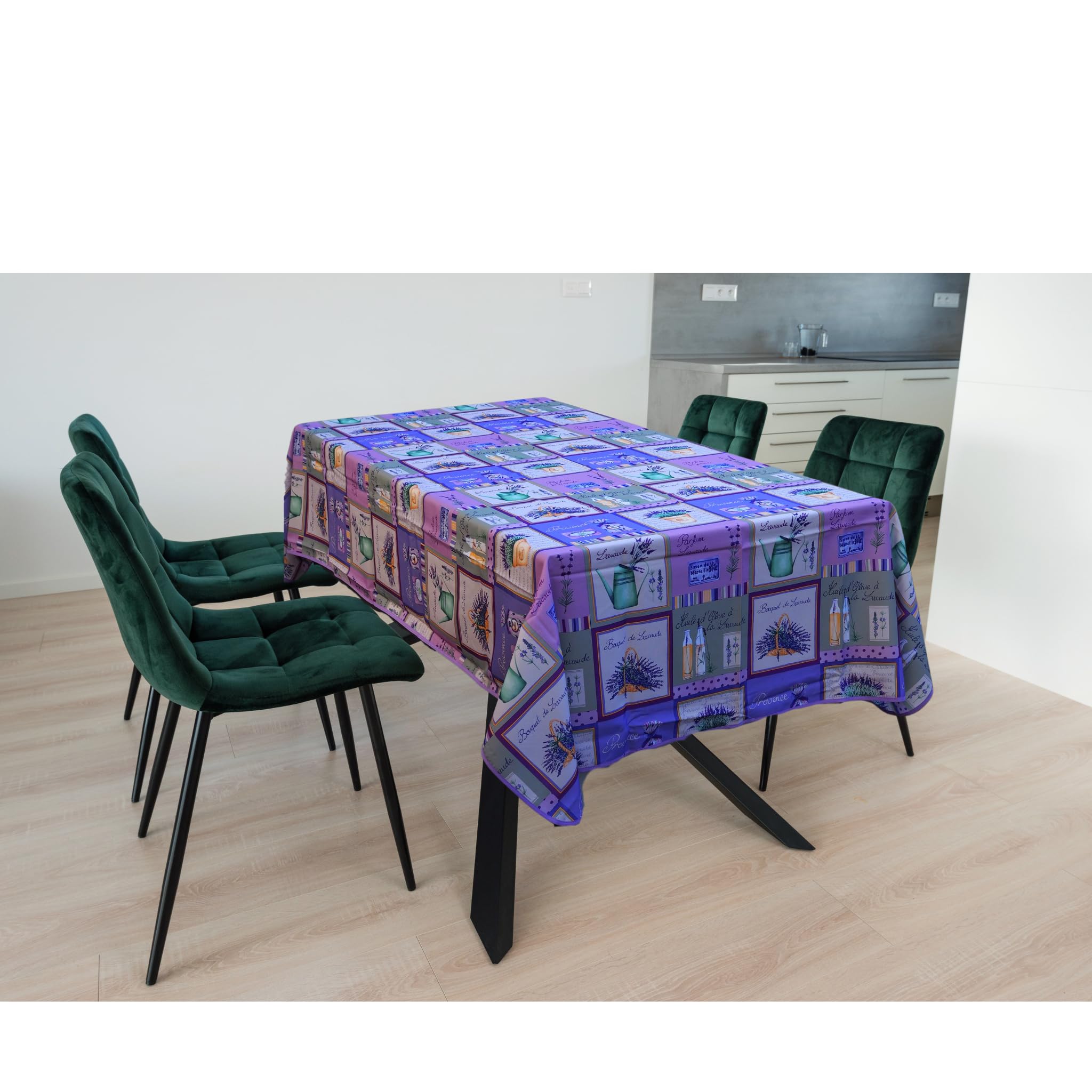 Promo Linge Bouquet Lavande nappe rectangulaire 150x240cm anti-tâche