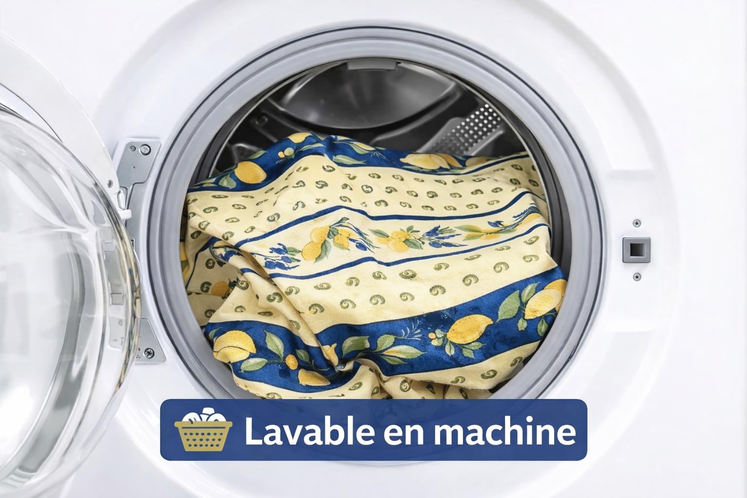 PROMO LINGE nappe provençale ronde citron bleu 180cm