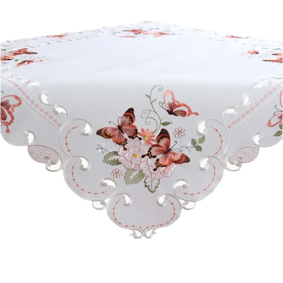 TEXPOT Tischdecken papillon nappe carrée 85x85 cm brodée
