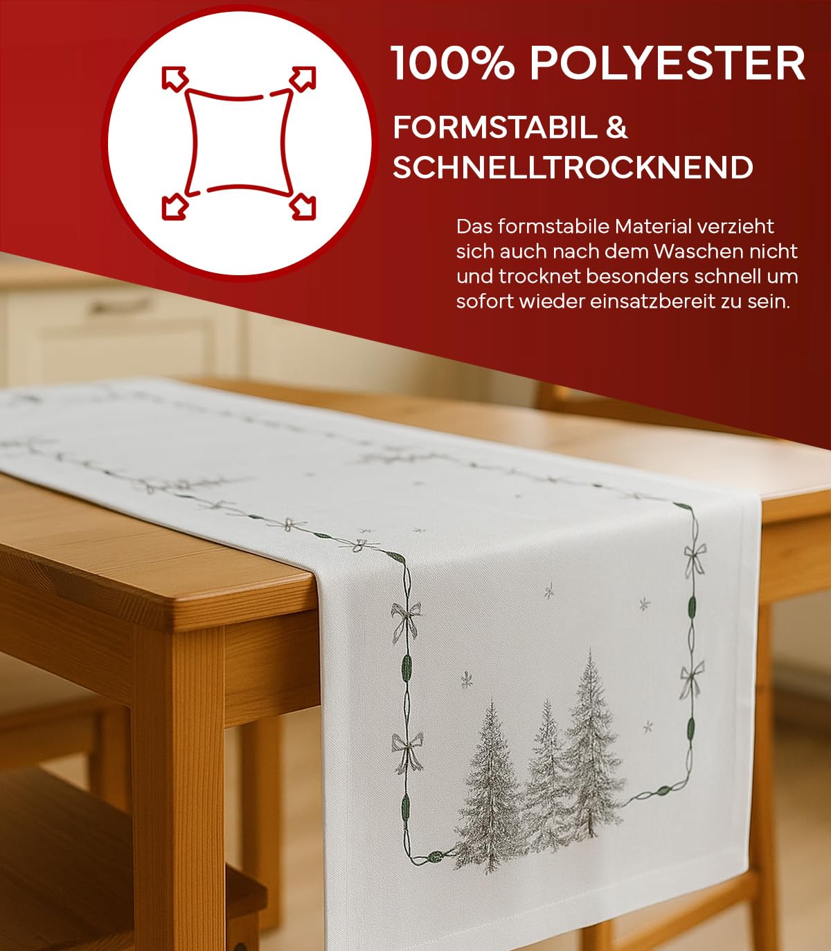 TEXPOT Tischläufer arbre chemin table 140x40 cm gris Noël