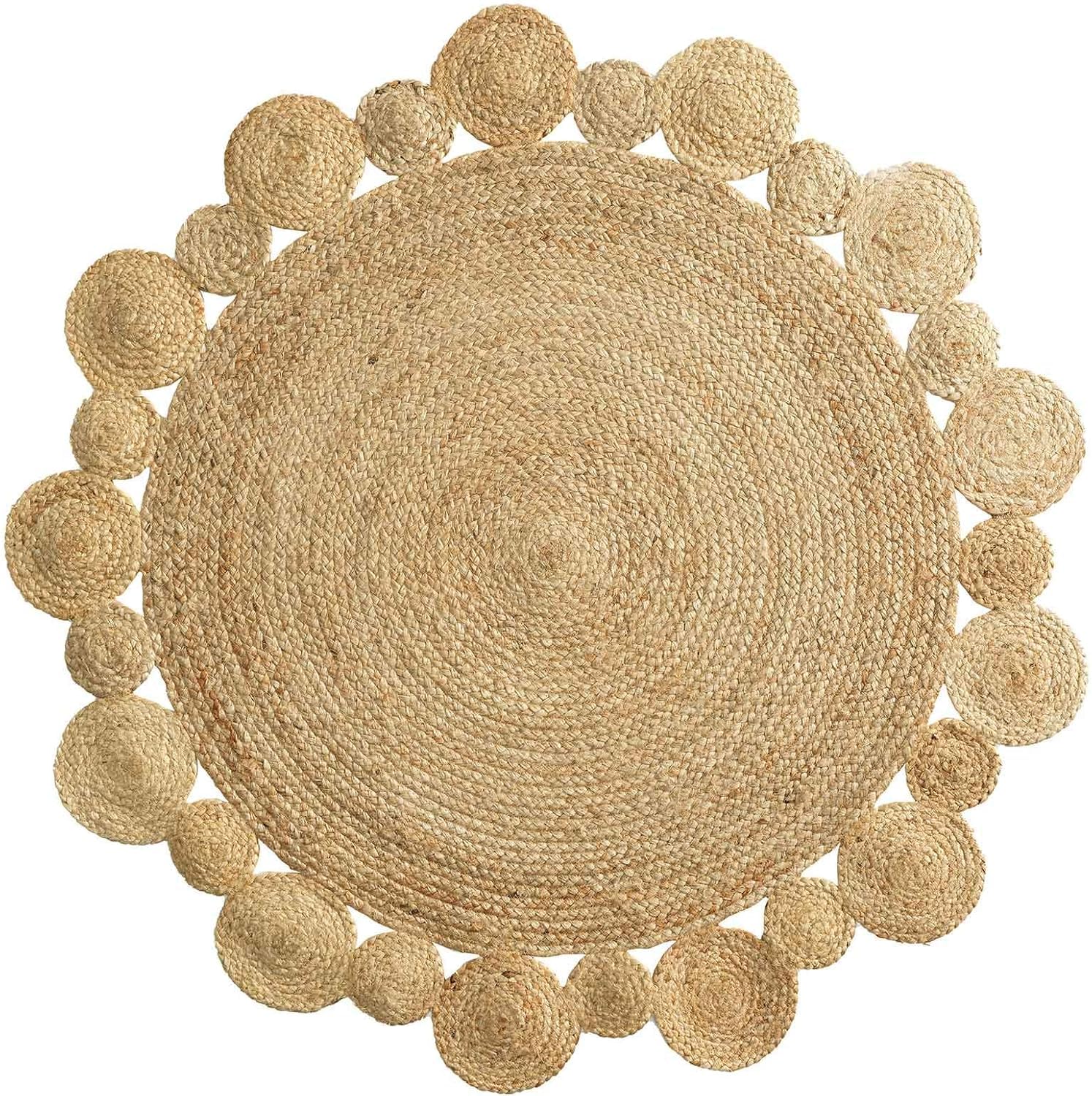 Promo Linge Cordou tapis rond 120 cm jute ajouré