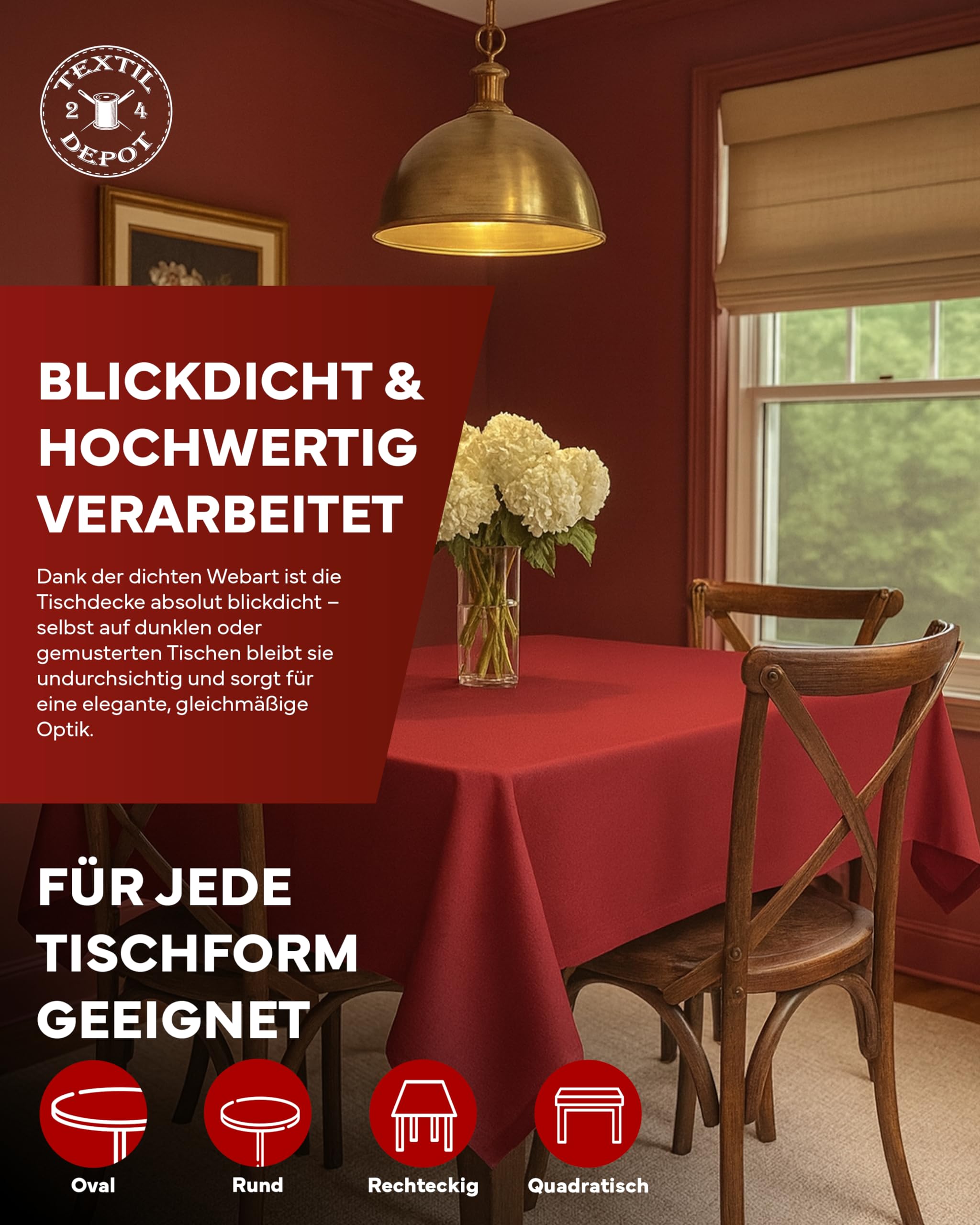 TEXPOT Gartentischdecken nappe 110x160 cm rouge anti-taches