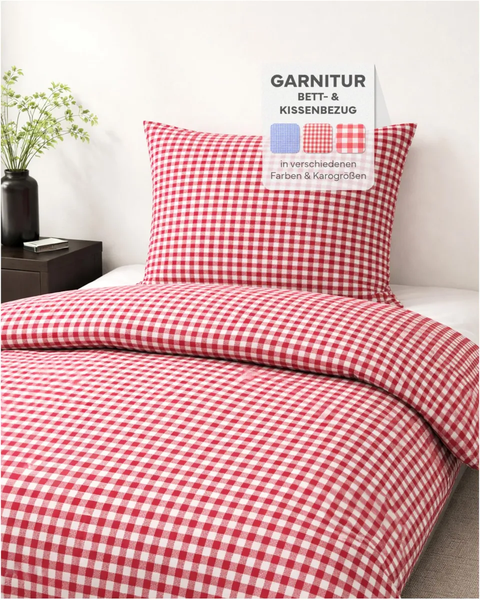 TEXPOT Bettwäsche parure lit carreaux rouge 155x220+80x80