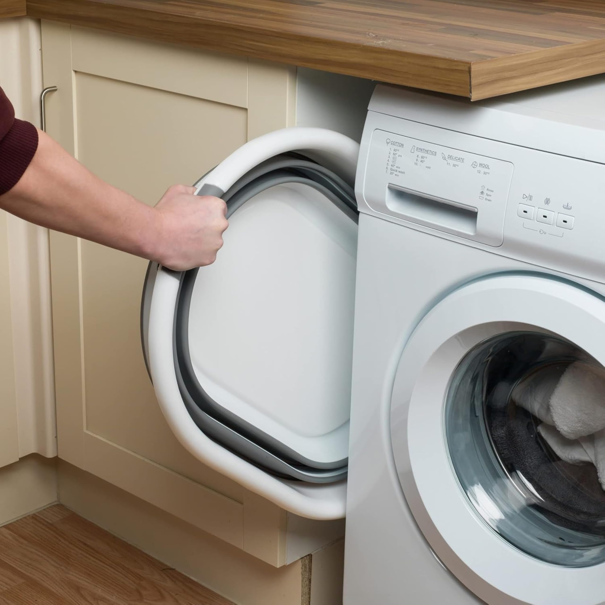 Promo Linge Paniers à linge panier pliable 27L gris blanc