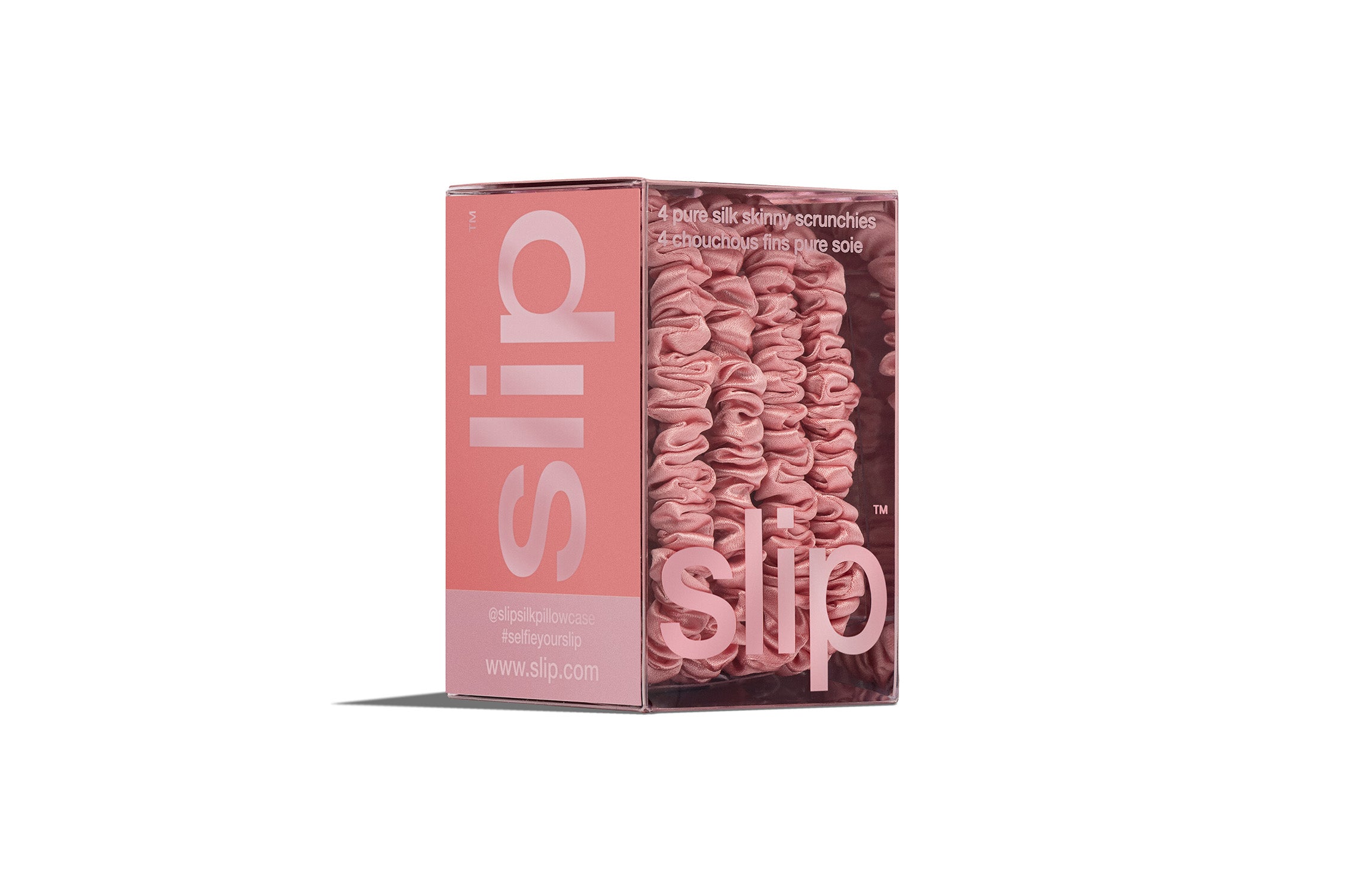 Slip Skinny Scrunchies Chouchou Soie Rose Lot 4