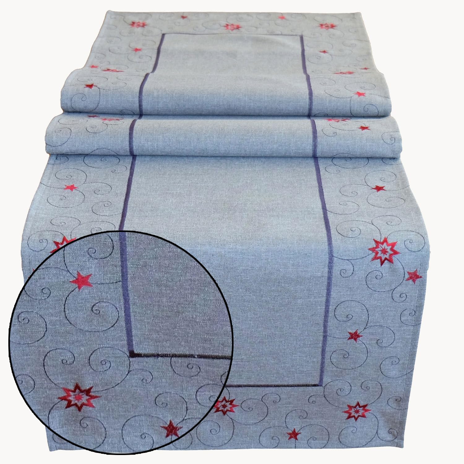 TEXPOT Tischläufer chemin de table 40x140 cm gris étoiles