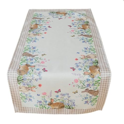 Texpot Tischläufer chemin lapins fleurs 90x40 polyester