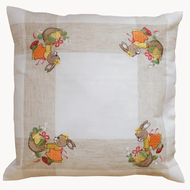 TEXPOT Kissenhüllen housse de coussin lapin fille 40x40 écru