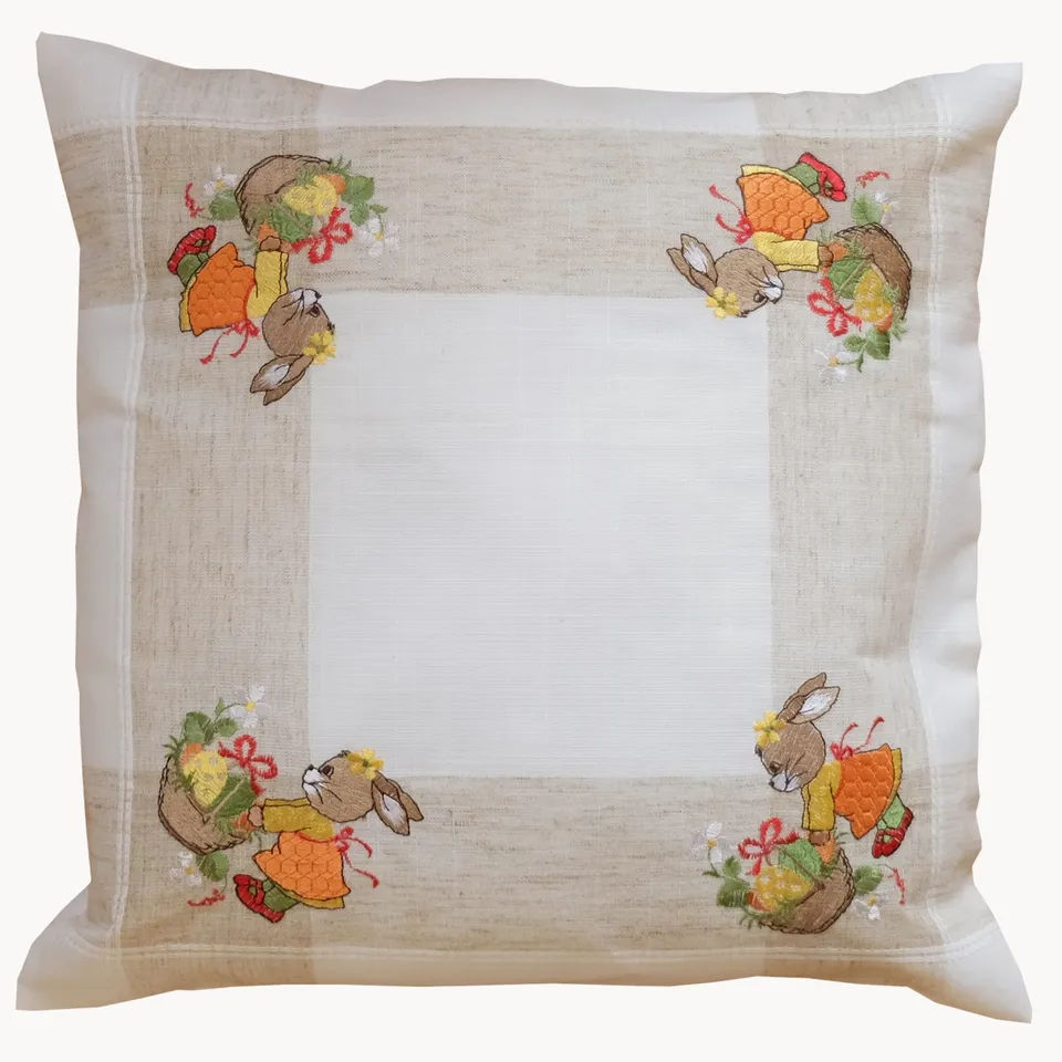 TEXPOT Kissenhüllen housse de coussin lapin fille 40x40 écru