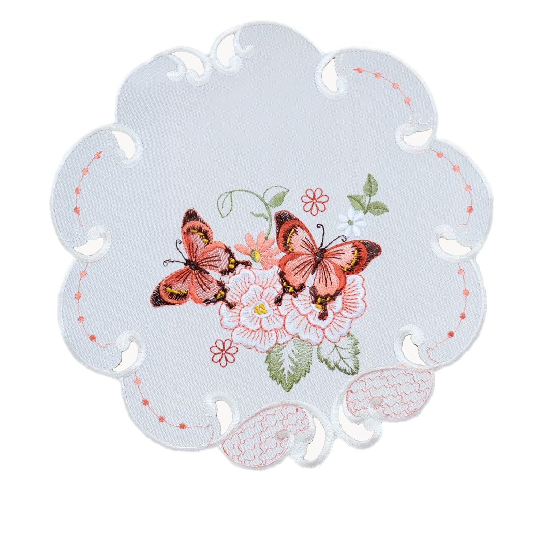 TEXPOT Tischdecken papillon nappe carrée 85x85 cm brodée
