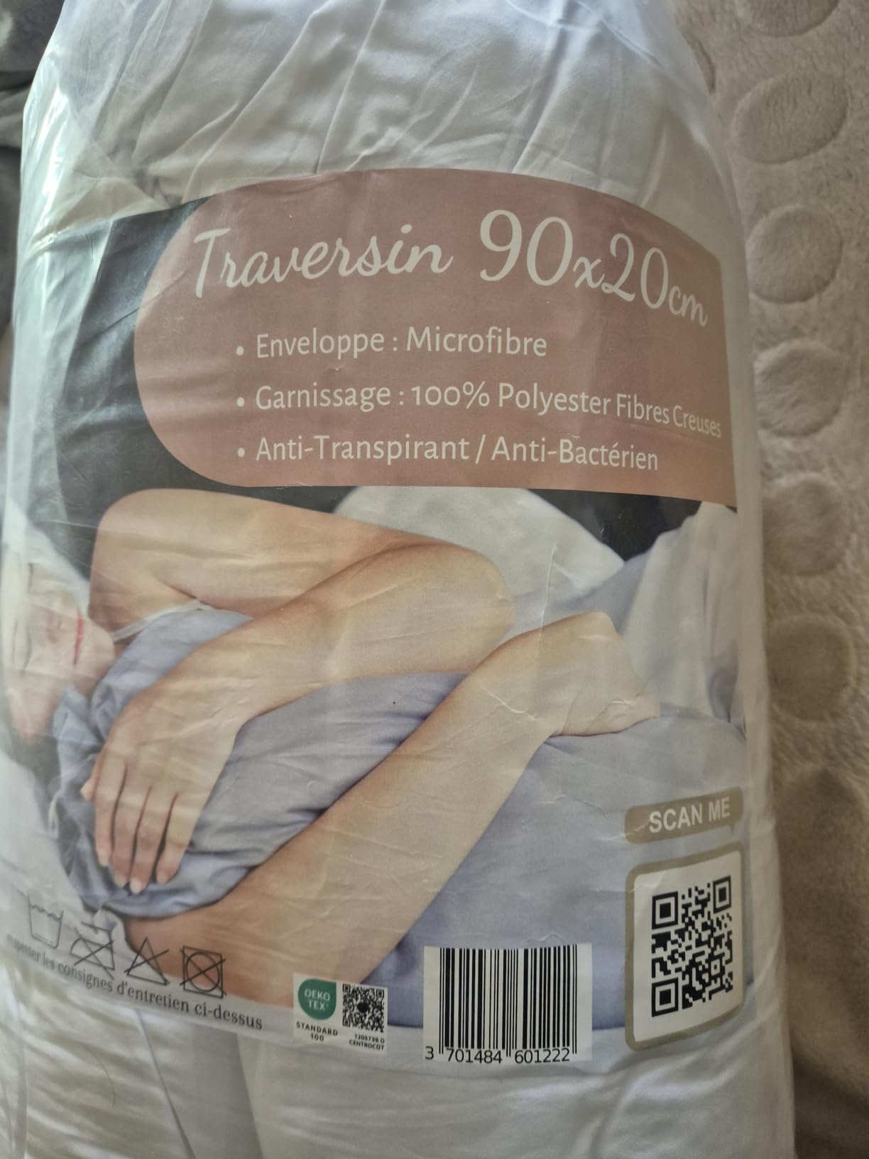 Promo Linge Traversins Polochon Blanc 140 cm polyester