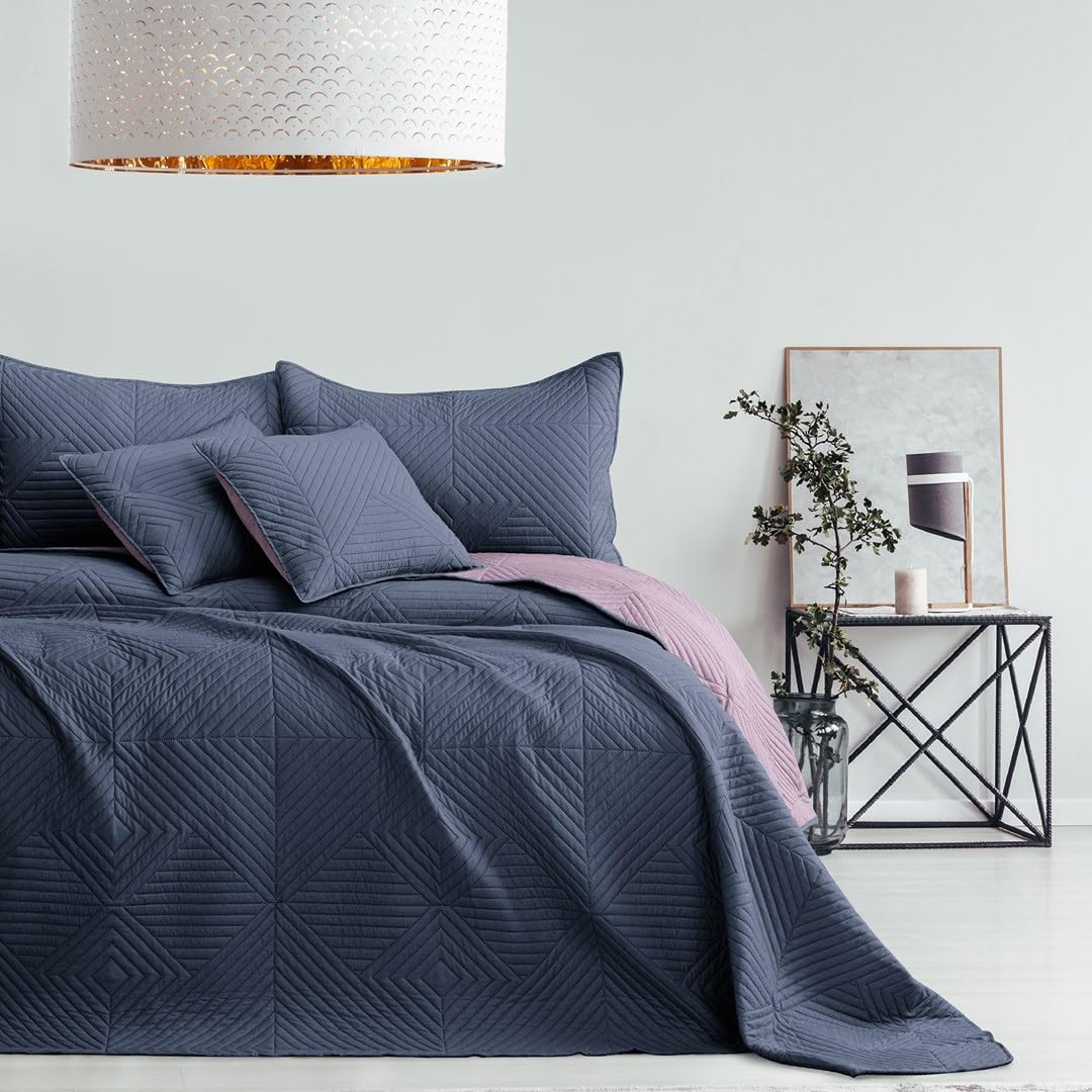TEXPOT Bettdecken jeté lit 240x260 cm anthracite lilas