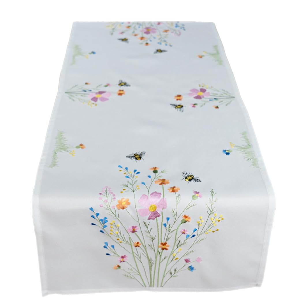 Texpot Tischdecken nappe 110x110 fleurs abeilles polyester