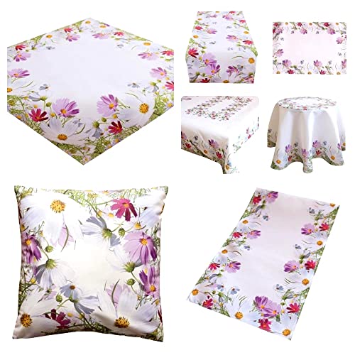 TEXPOT Prairie Fleurie 40x140 chemin de table blanc fleurs