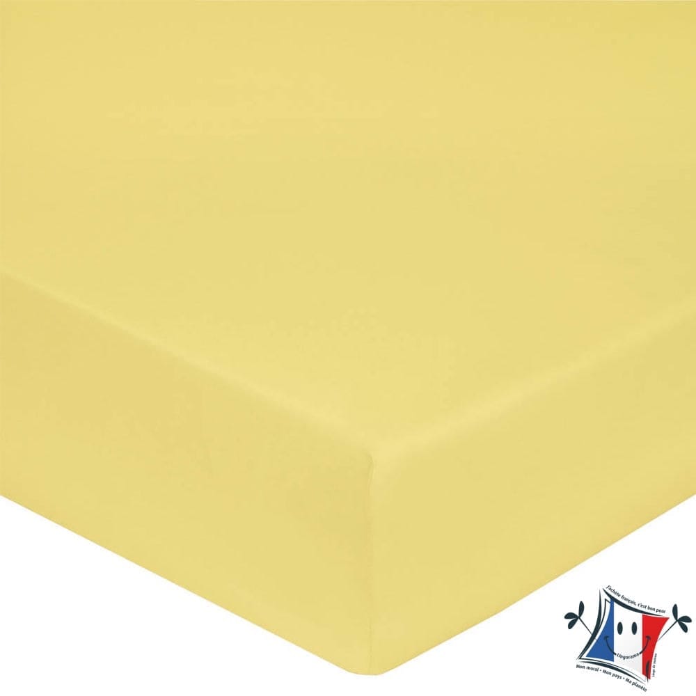 Lingorama drap-housse uni percale coton 90x200 bonnet 30