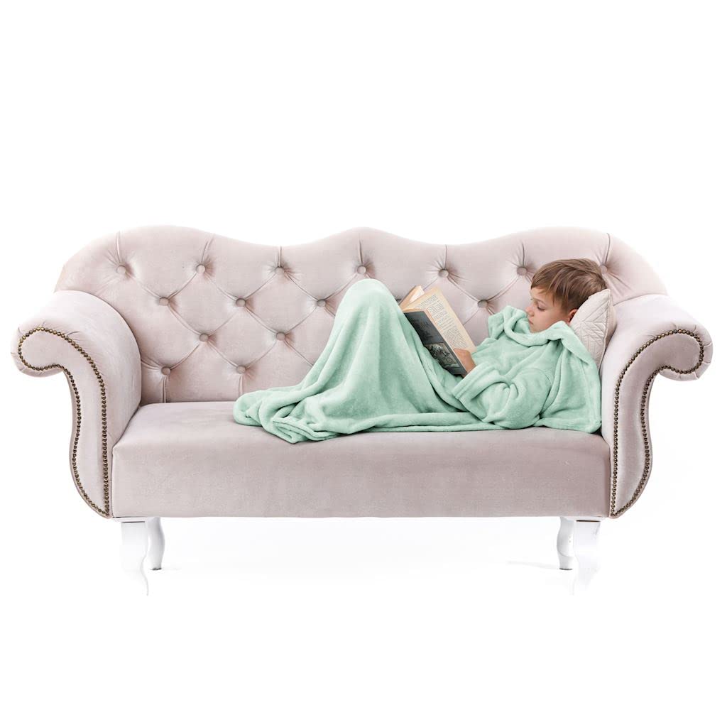TEXPOT Kuscheldecken plaid enfant vert clair 90x105 cm